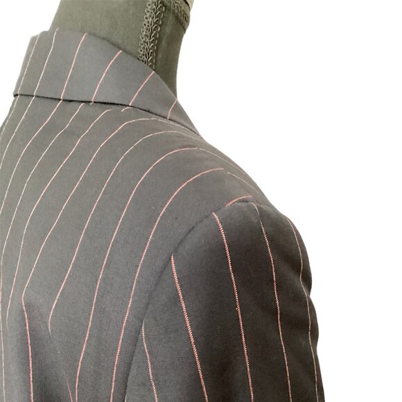 VINTAGE Jobis 2-piece Pinstriped Navy/Pink Pant Suit - Size EU38 - Picture 5 of 16